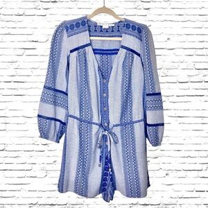 Veronica Beard Coraline Romper Electric Blue Striped Embroidered Shorts Beach M